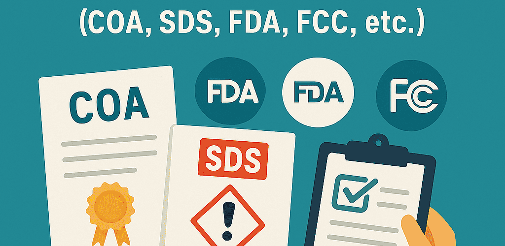 Product Safety Documentation Guide (COA, SDS, FDA, FCC, etc.)